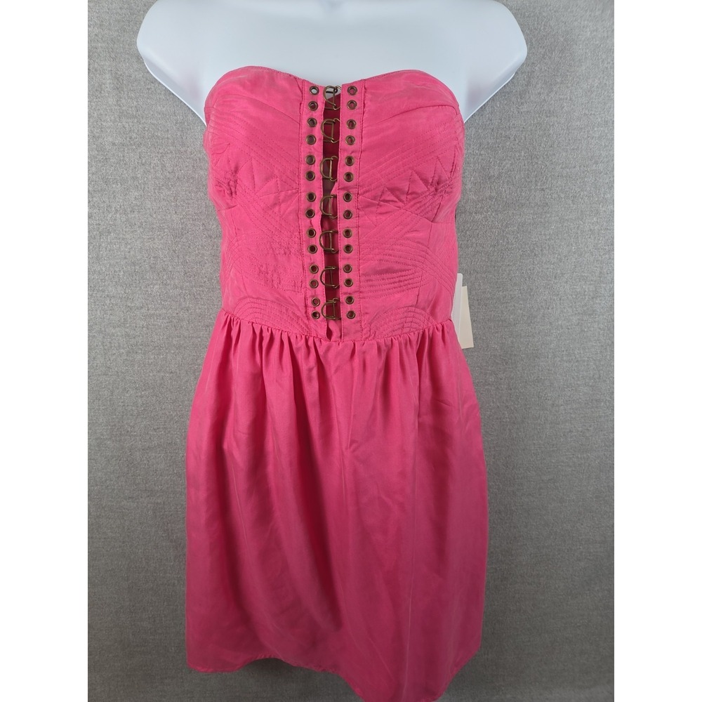Twelfth‎ St. by Cynthia Vincent XS Party Pink Silk Mini Corset Smocked Dress NEW